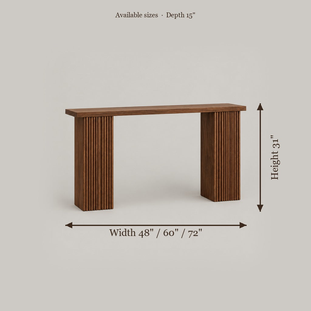 Arden Fluted Console Table size chart
