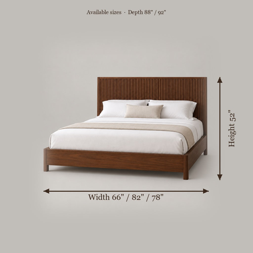 Arden Fluted Headboard Bed size chart
