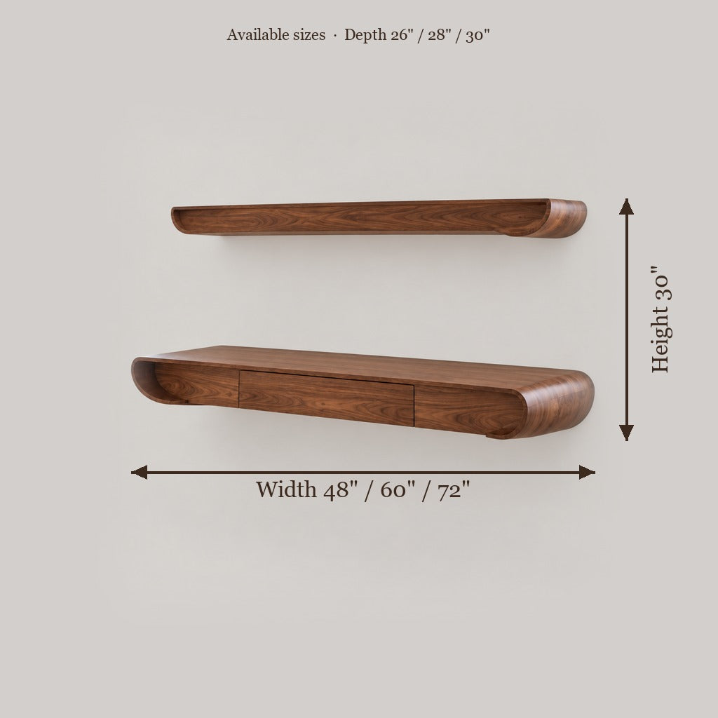 Atelier Floating Wall Desk size chart