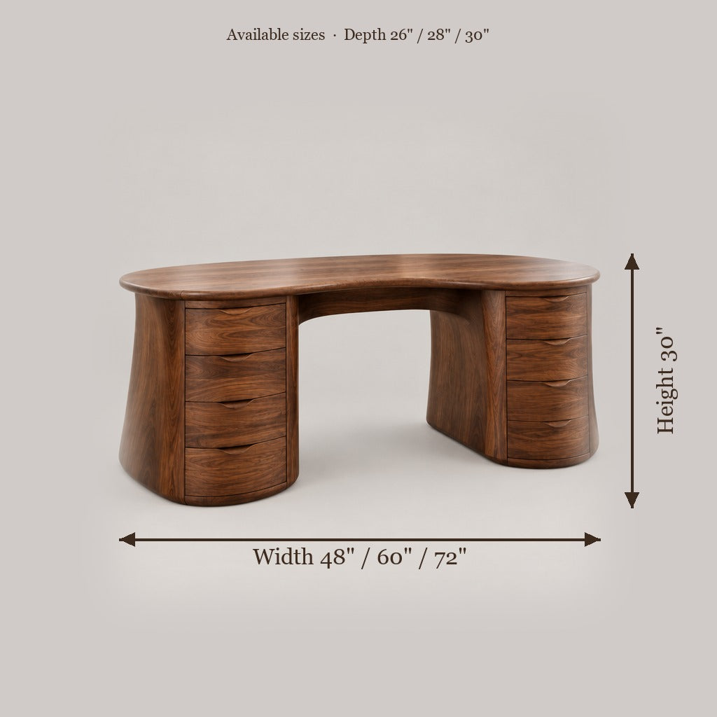 Atelier Curved Partner Desk size chart