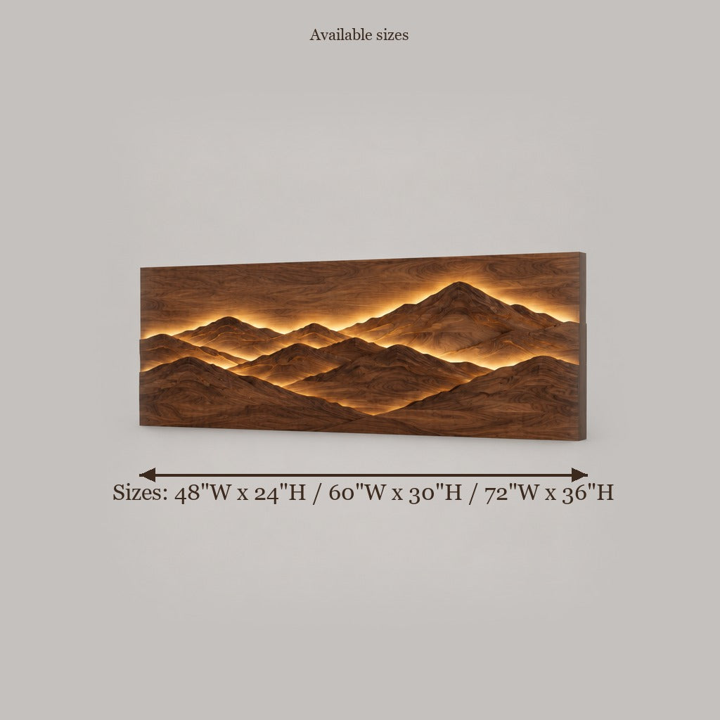 Atelier Mountain Ridge LED Wall Panel size chart
