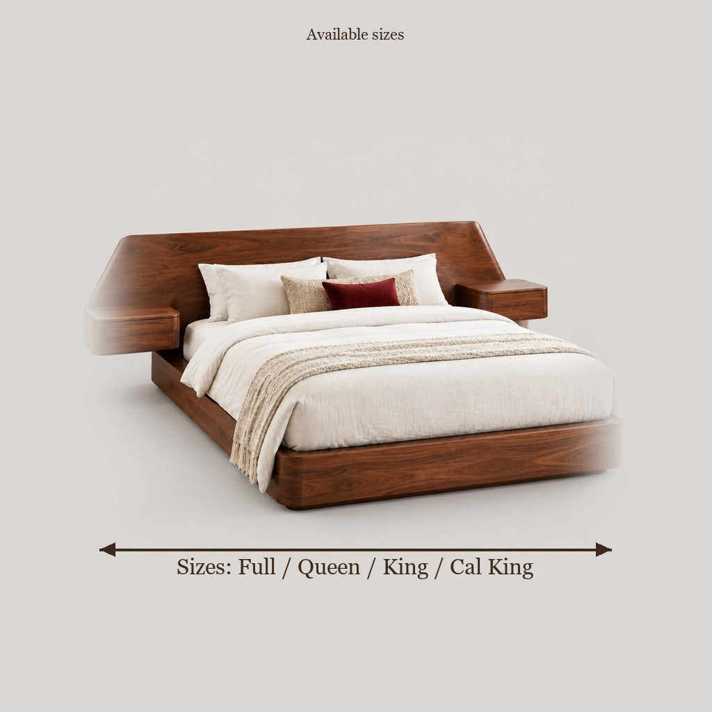 Atelier Sculpted Bed with Floating Nightstands size chart
