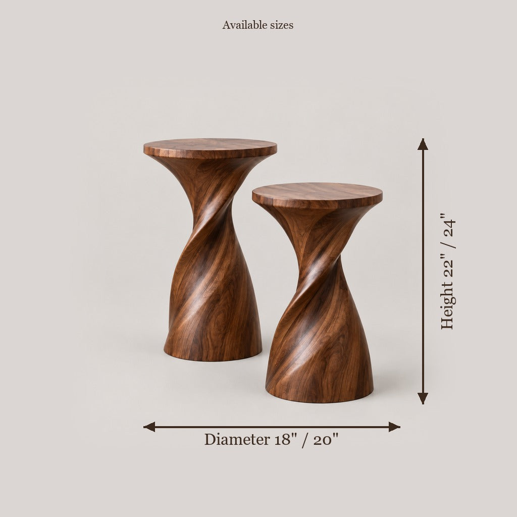 Atelier Sculpted Side Tables, Set of 2 size chart