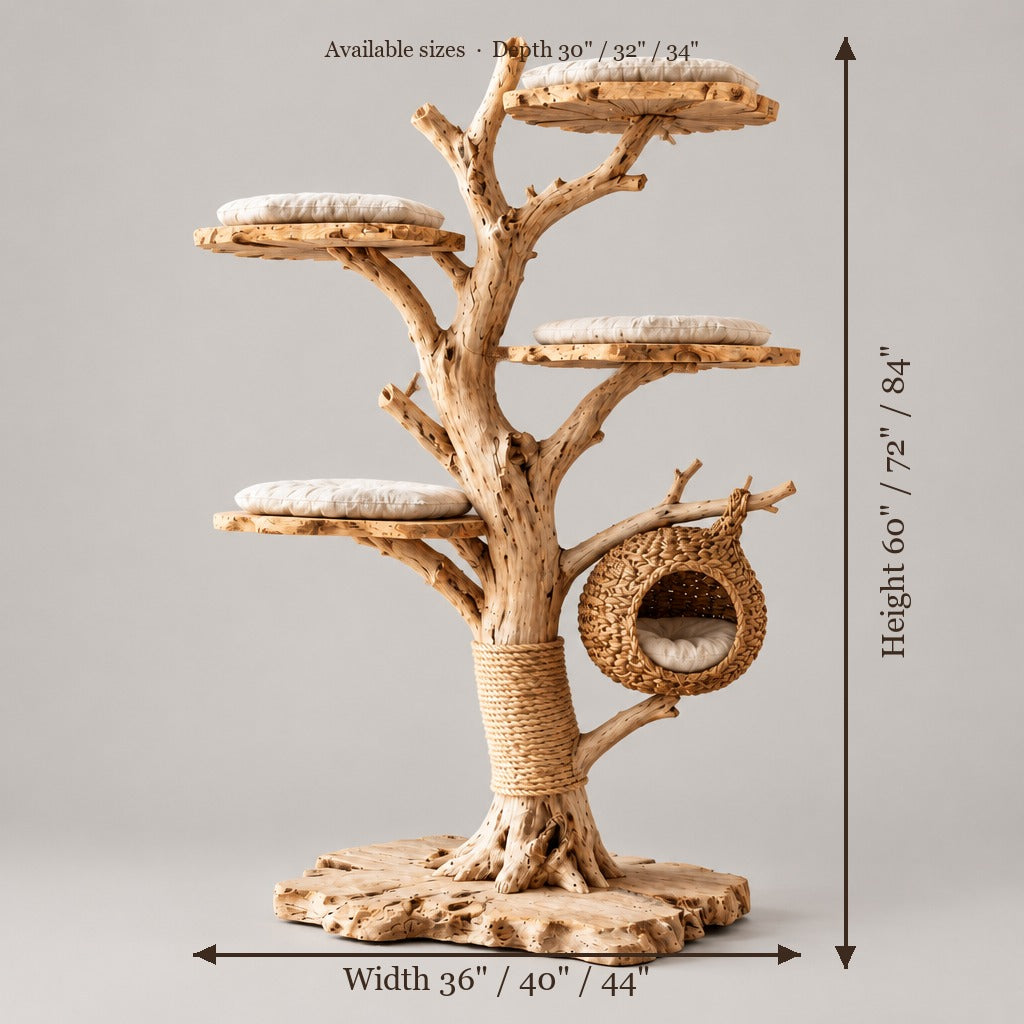Tidewood Driftwood Cat Tree size chart