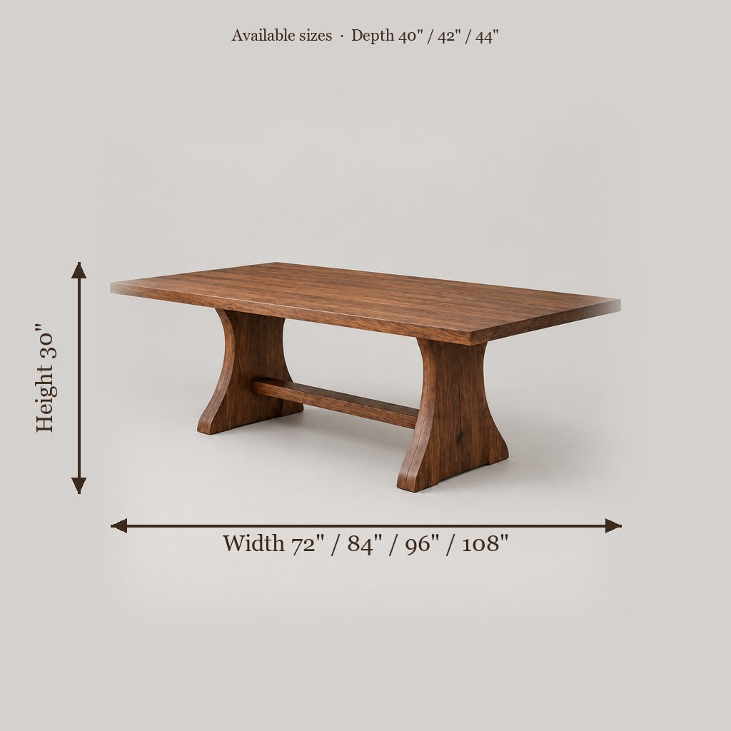 Sora Pedestal Dining Table size chart