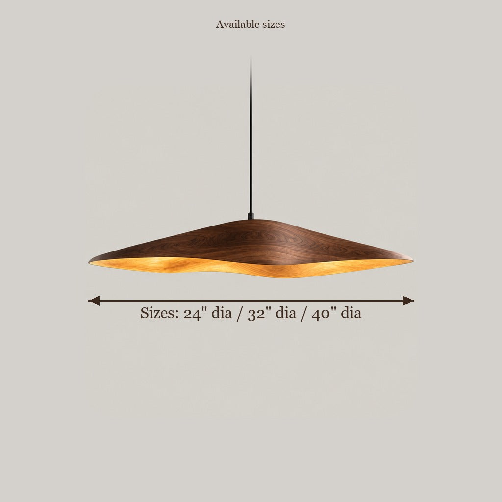Mojave Sculpted Wave Pendant Light size chart