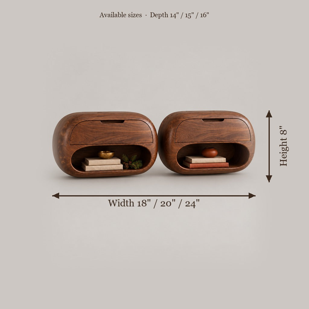 Mojave Pebble Nightstands, Set of 2 size chart