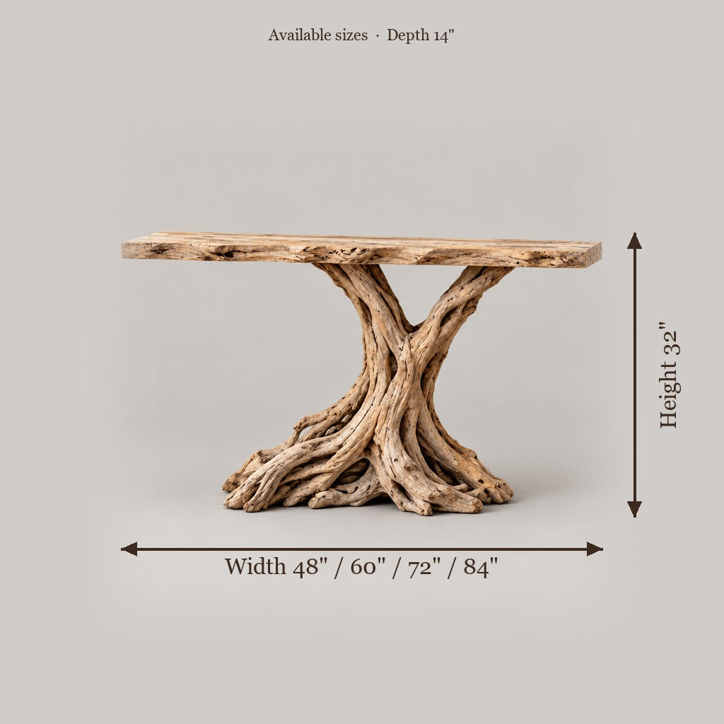 Tidewood Branch Console with Light size chart