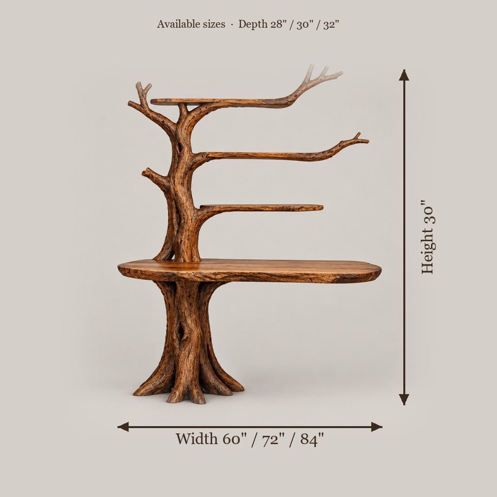 Rowan Tree Desk with Bookshelf size chart