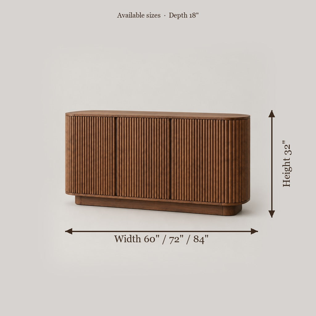 Sora Curved Sideboard size chart